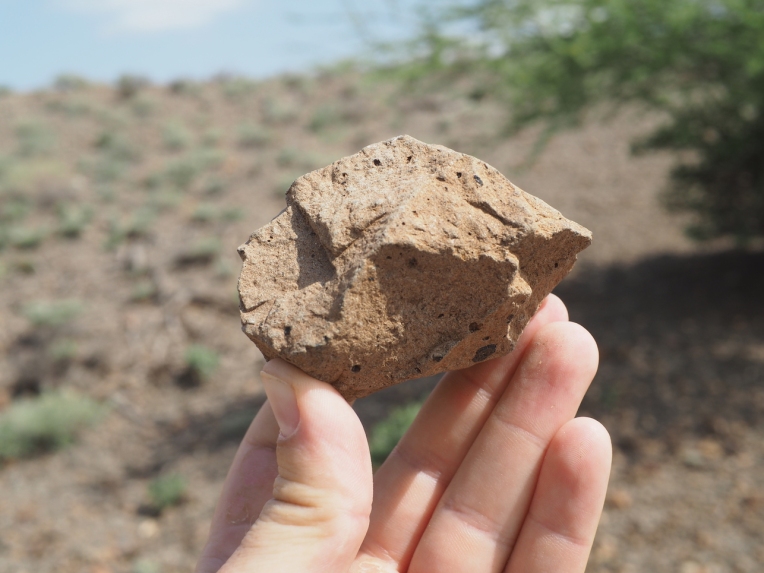 A small Acheulean core used to produce flakes
