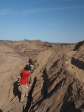 Digging underway in a difficult hillside location